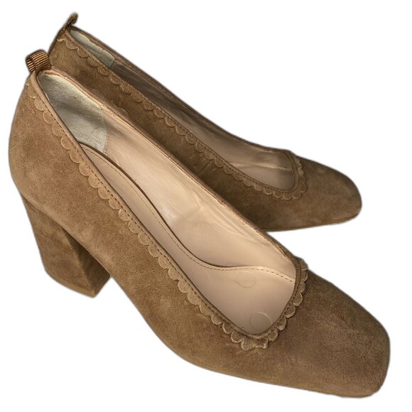 Boden Pumps Suede Square Toe Block Heel Spain Womens Size 5.5 36 Camel Tan - Picture 1 of 8